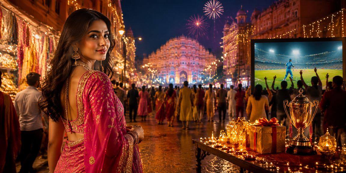 Live casino player celebrating Diwali festival while betting in Jaipur