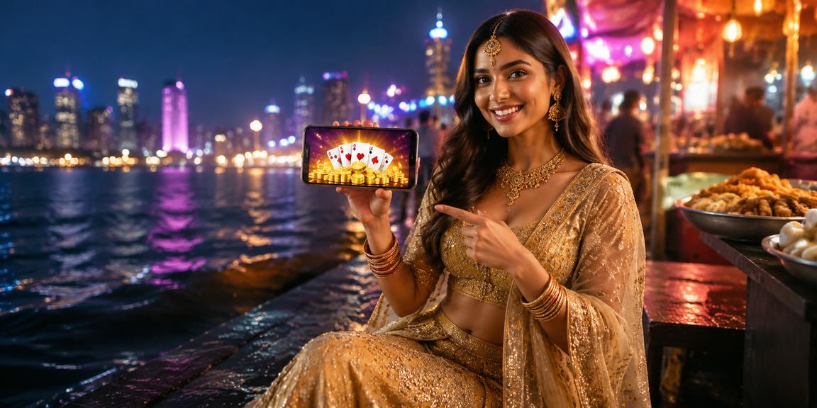 Mumbai street scene with players enjoying Teen Patti