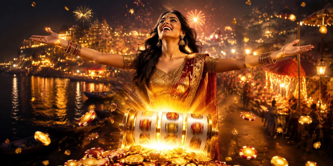 Night market slot game setting in Varanasi, vibrant marketplace ambiance with slots